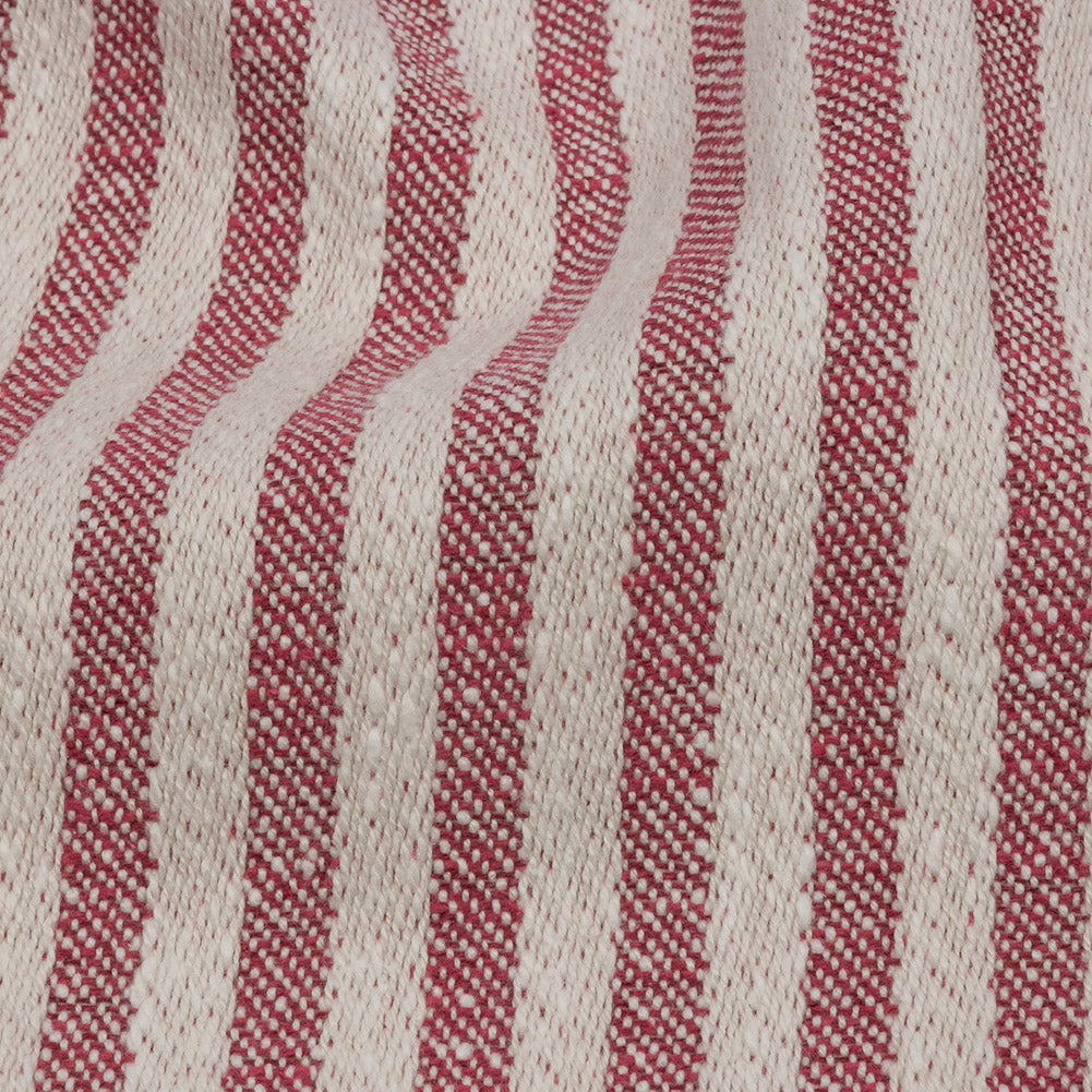 Cotton and Polyester Woven - Raspberry - Raised Stripes - British Imported Detail