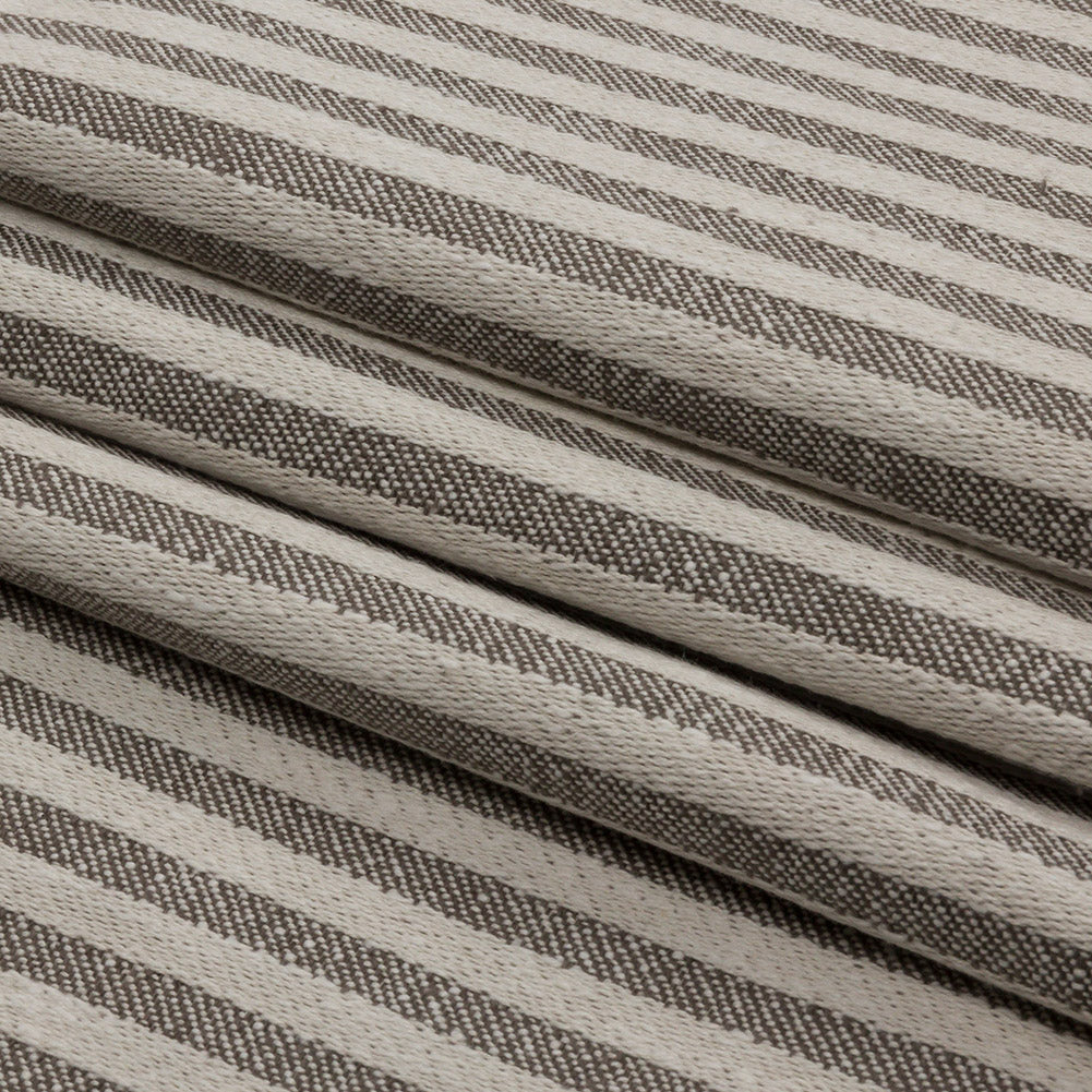 Cotton and Polyester Woven - Smoke - Raised Stripes - British Imported Folded