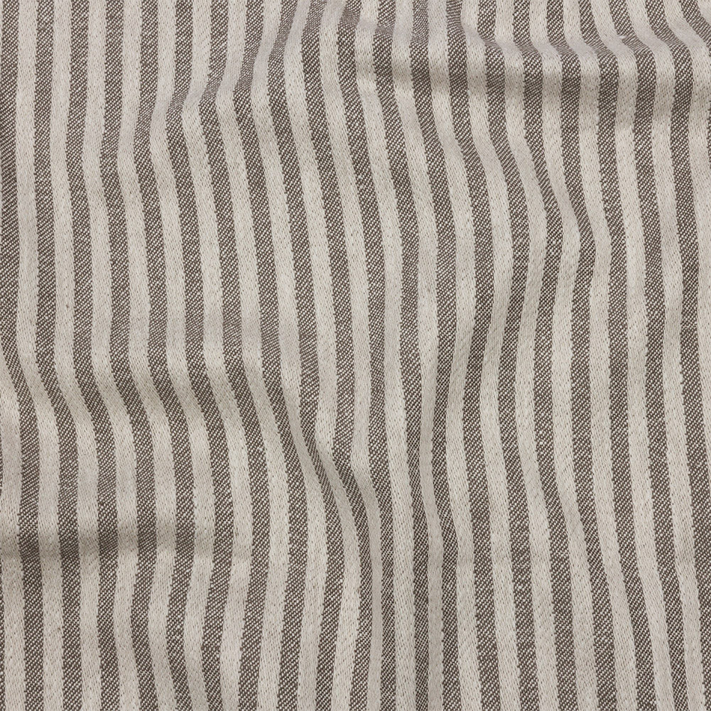 Cotton and Polyester Woven - Smoke - Raised Stripes - British Imported