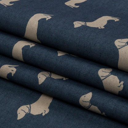 Cotton Canvas Print - Indigo Dachshunds - British Imported Folded