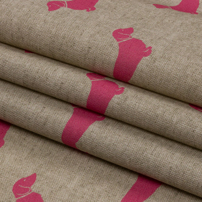 Cotton Canvas Print - Raspberry Dachshunds - British Imported Folded