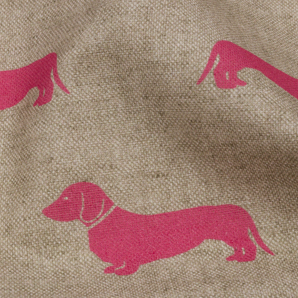Cotton Canvas Print - Raspberry Dachshunds - British Imported Detail