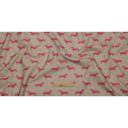 Cotton Canvas Print - Raspberry Dachshunds - British Imported Full