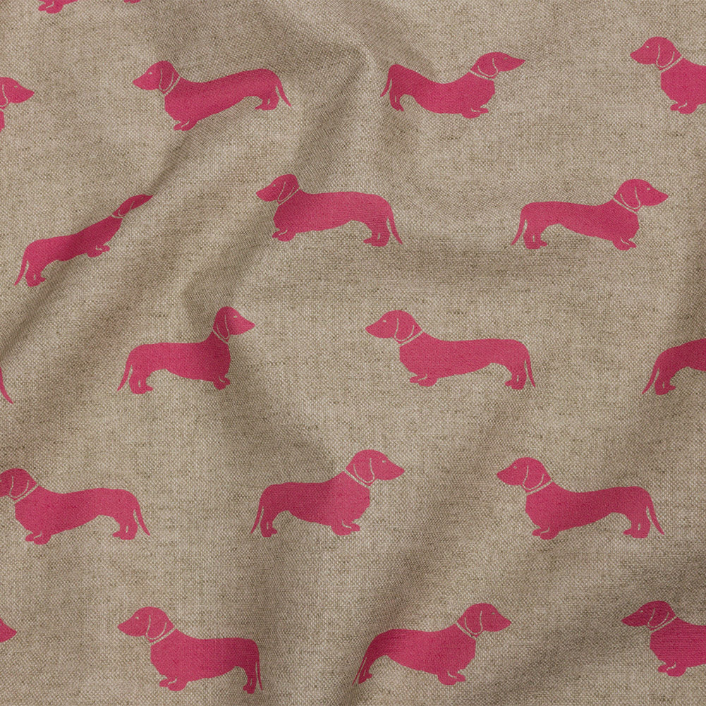 Cotton Canvas Print - Raspberry Dachshunds - British Imported