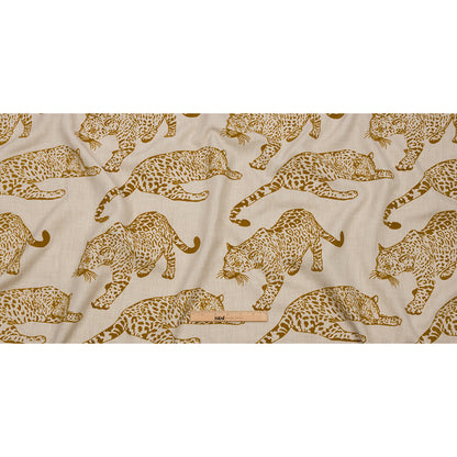 Flocked Polyester Drapery Woven - Sand Jaguars - British Imported Full