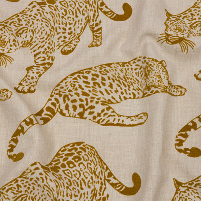 Flocked Polyester Drapery Woven - Sand Jaguars - British Imported