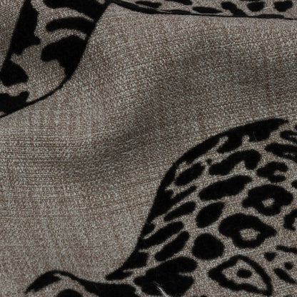 Flocked Polyester Drapery Woven - Slate Jaguars - British Imported Detail