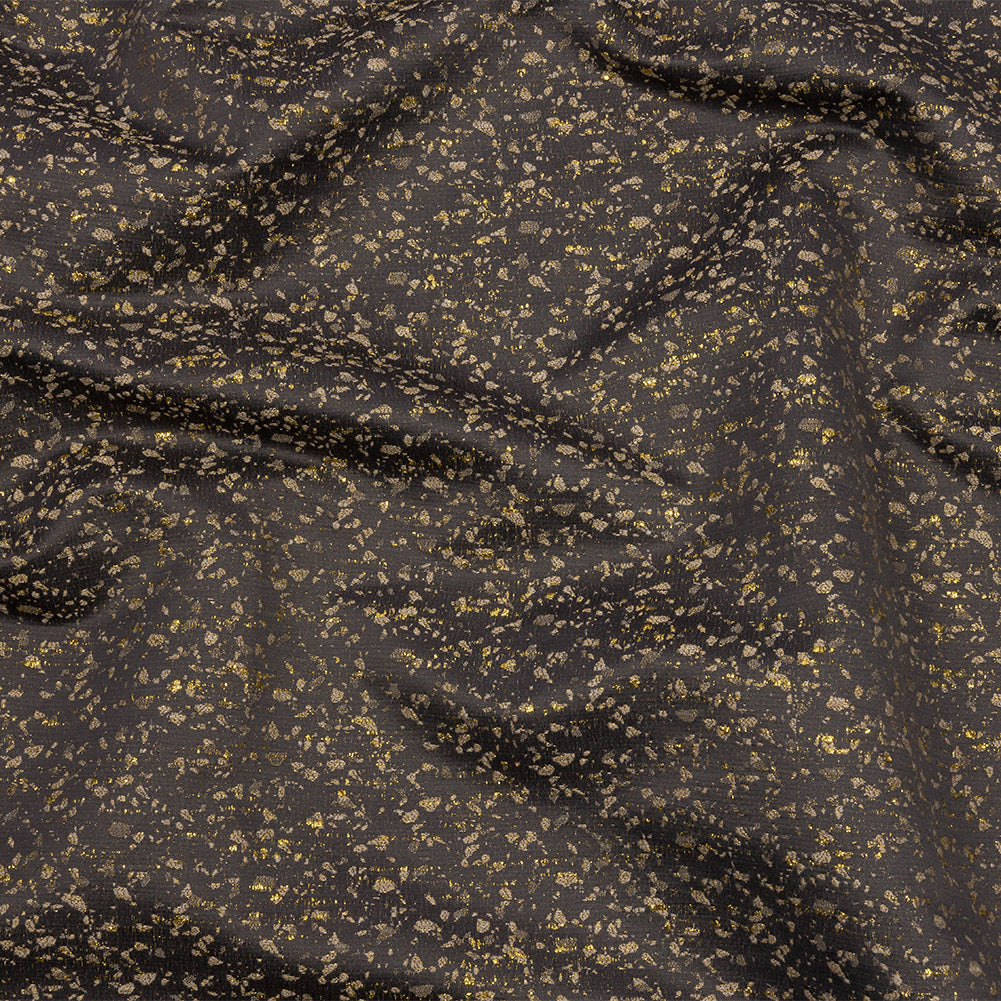 Metallic Drapery Jacquard - Ebony Speckled - British Imported