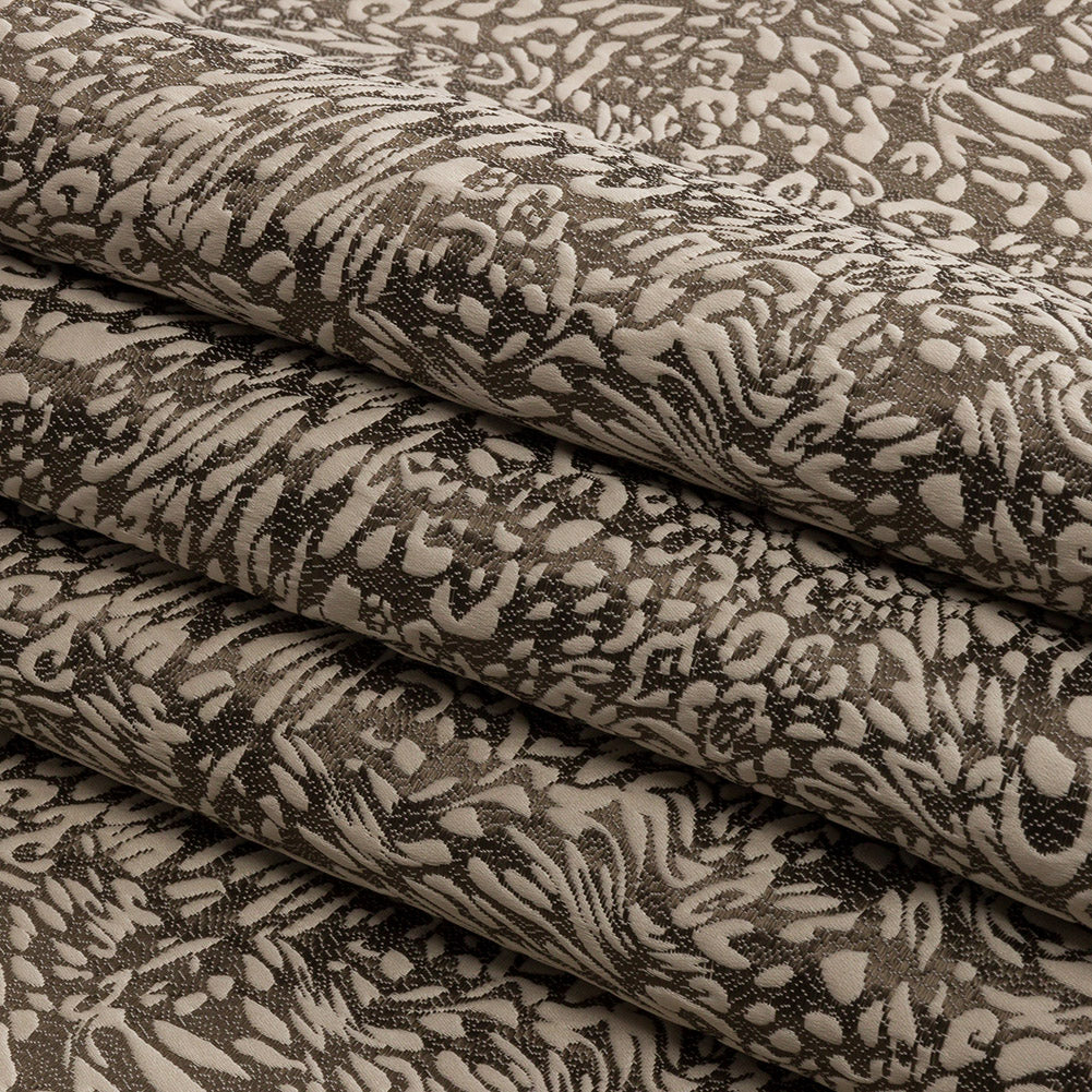 Drapery Jacquard - Truffle Running Leopard - British Imported Folded