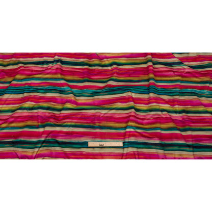 Printed Polyester Velvet - Rainbow Painterly Stripes - British Imported Full