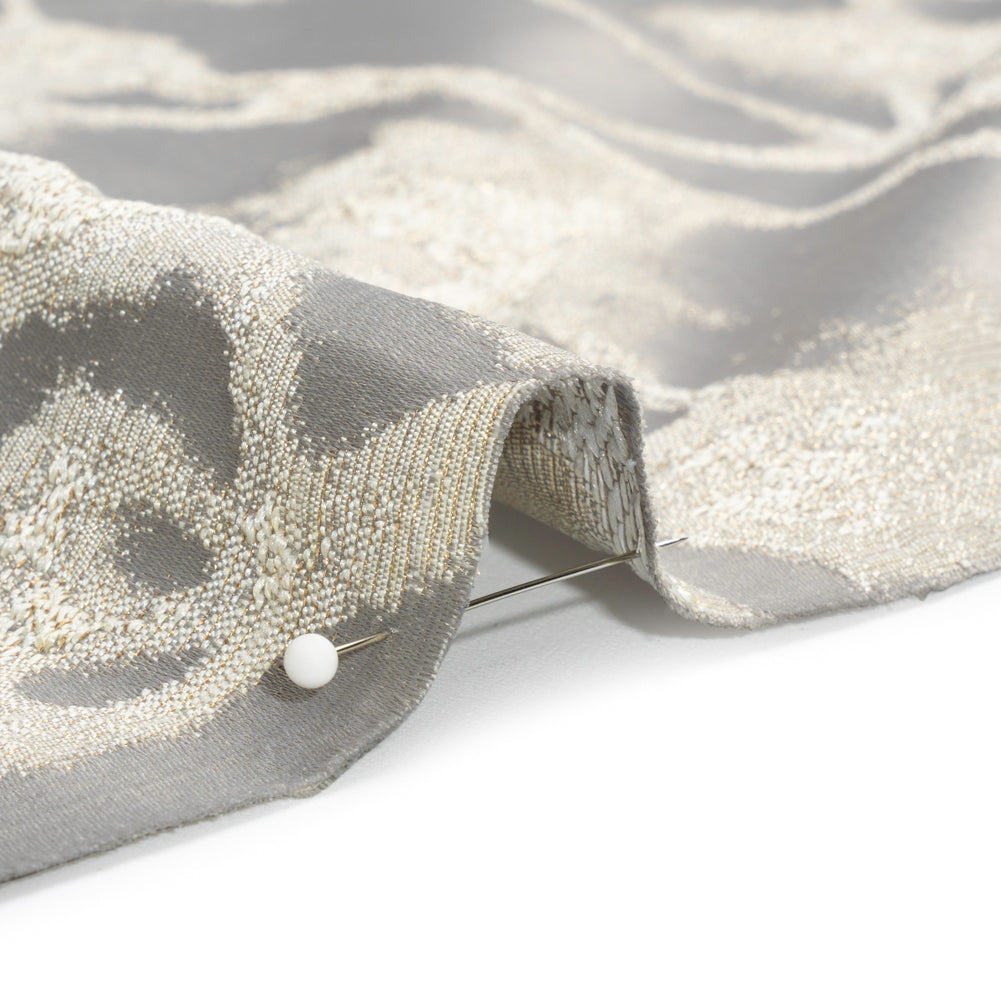 Metallic Drapery Jacquard - Dove Blurred Branches - British Imported Detail