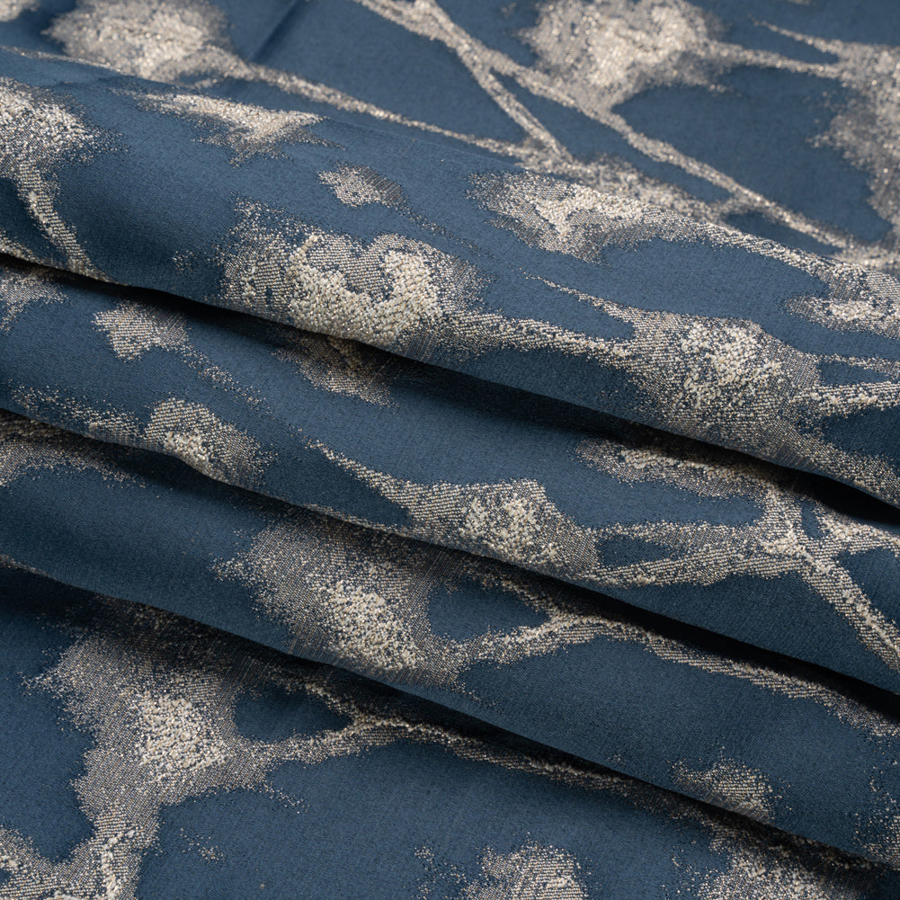 Metallic Drapery Jacquard - Ink Blurred Branches - British Imported Folded