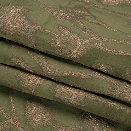 Metallic Drapery Jacquard - Olive Blurred Branches - British Imported Folded