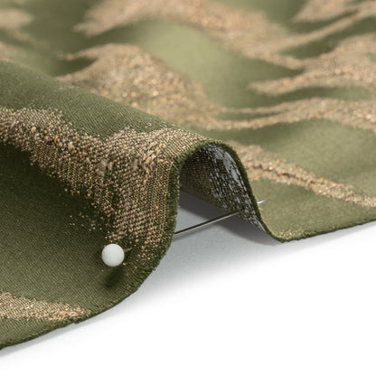 Metallic Drapery Jacquard - Olive Blurred Branches - British Imported Detail