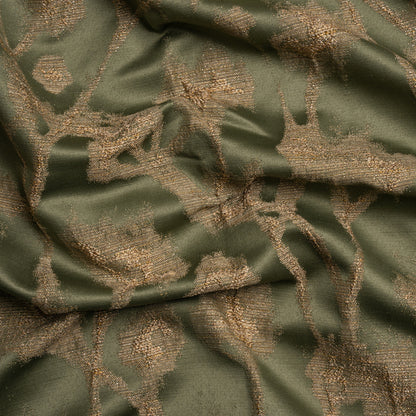 Metallic Drapery Jacquard - Olive Blurred Branches - British Imported