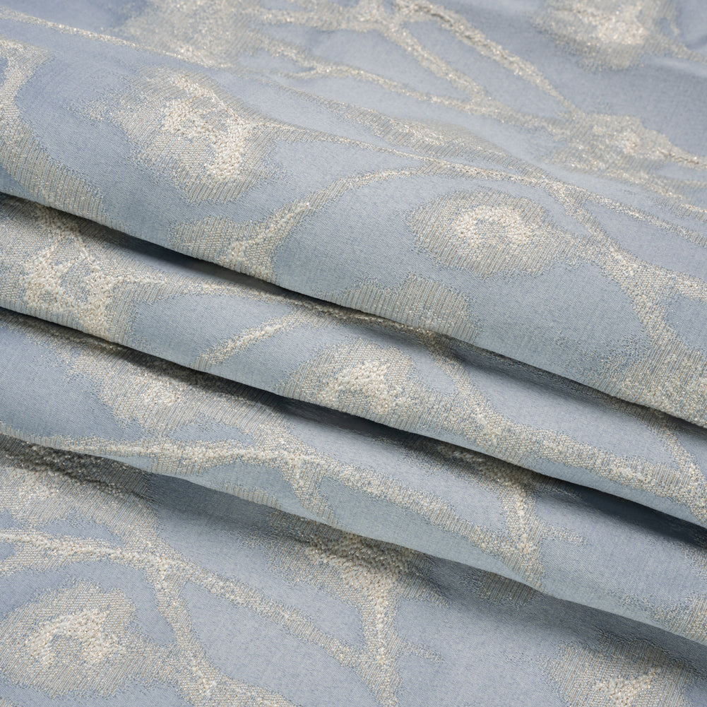 Metallic Drapery Jacquard - Dove Blurred Branches - British Imported Folded
