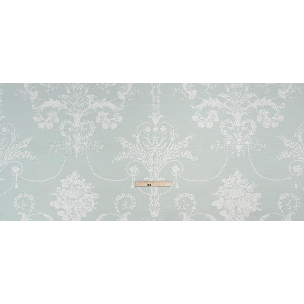 Cotton Canvas Print - Duckegg Scrolls and Leaves - British Imported Full