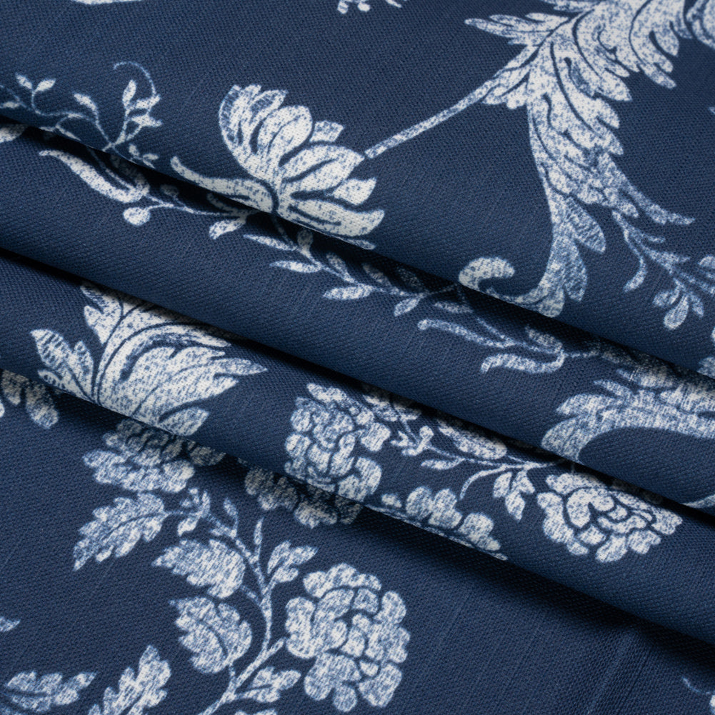 Cotton Canvas Print - Midnight Scrolls and Leaves - British Imported Folded