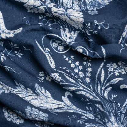 Cotton Canvas Print - Midnight Scrolls and Leaves - British Imported