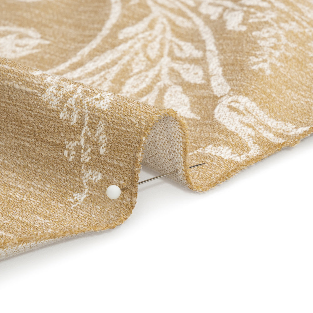 Polyester and Cotton Jacquard - Gold Scrolls and Leaves - British Imported Detail