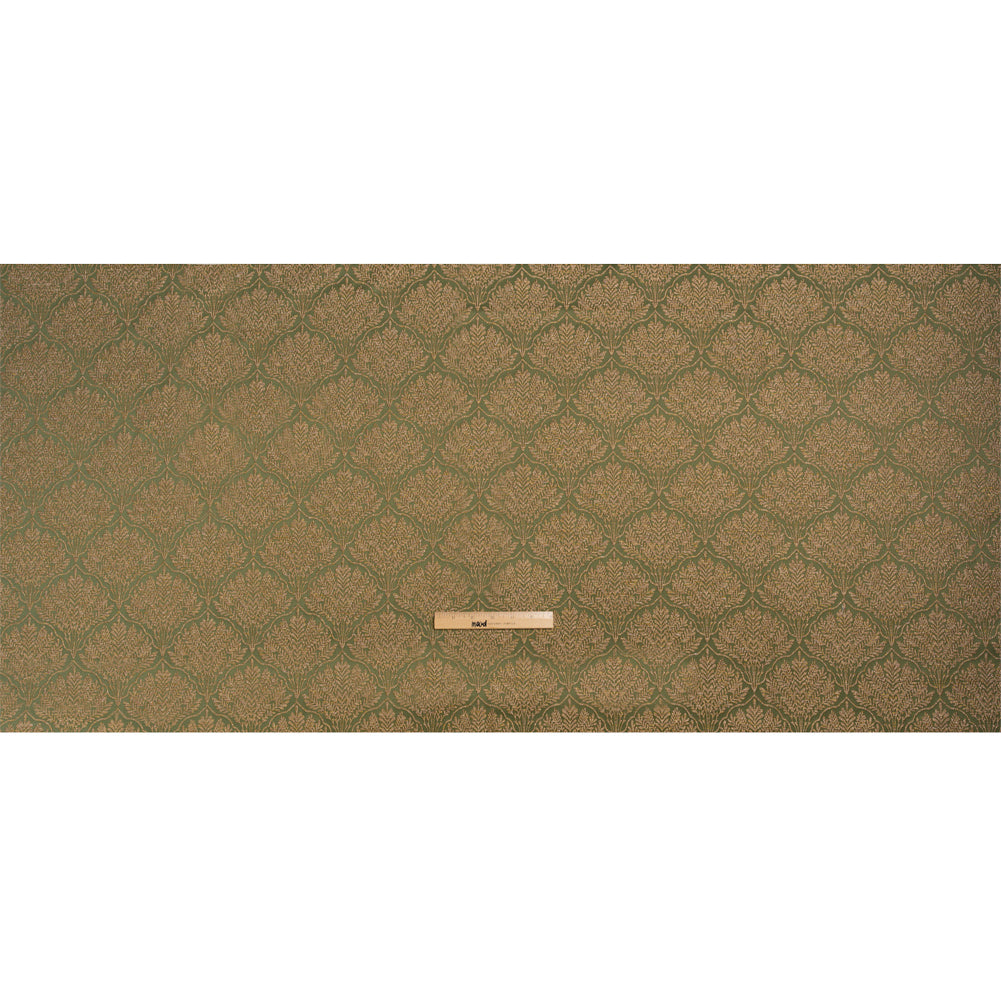 Metallic Drapery Jacquard - Olive Leafy Fans - British Imported Full