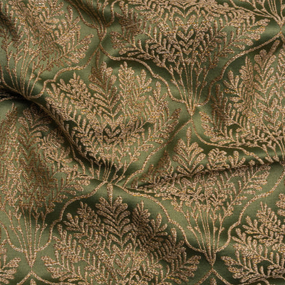 Metallic Drapery Jacquard - Olive Leafy Fans - British Imported