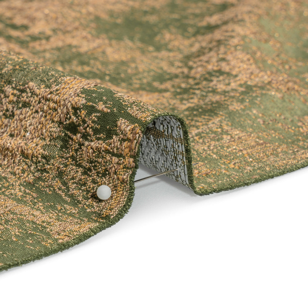 Metallic Drapery Jacquard - Olive Abstract - British Imported Detail