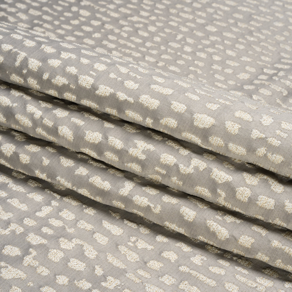 Metallic Drapery Jacquard - Dove Spotted Abstract - British Imported Folded