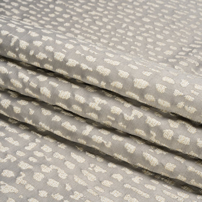 Metallic Drapery Jacquard - Dove Spotted Abstract - British Imported Folded