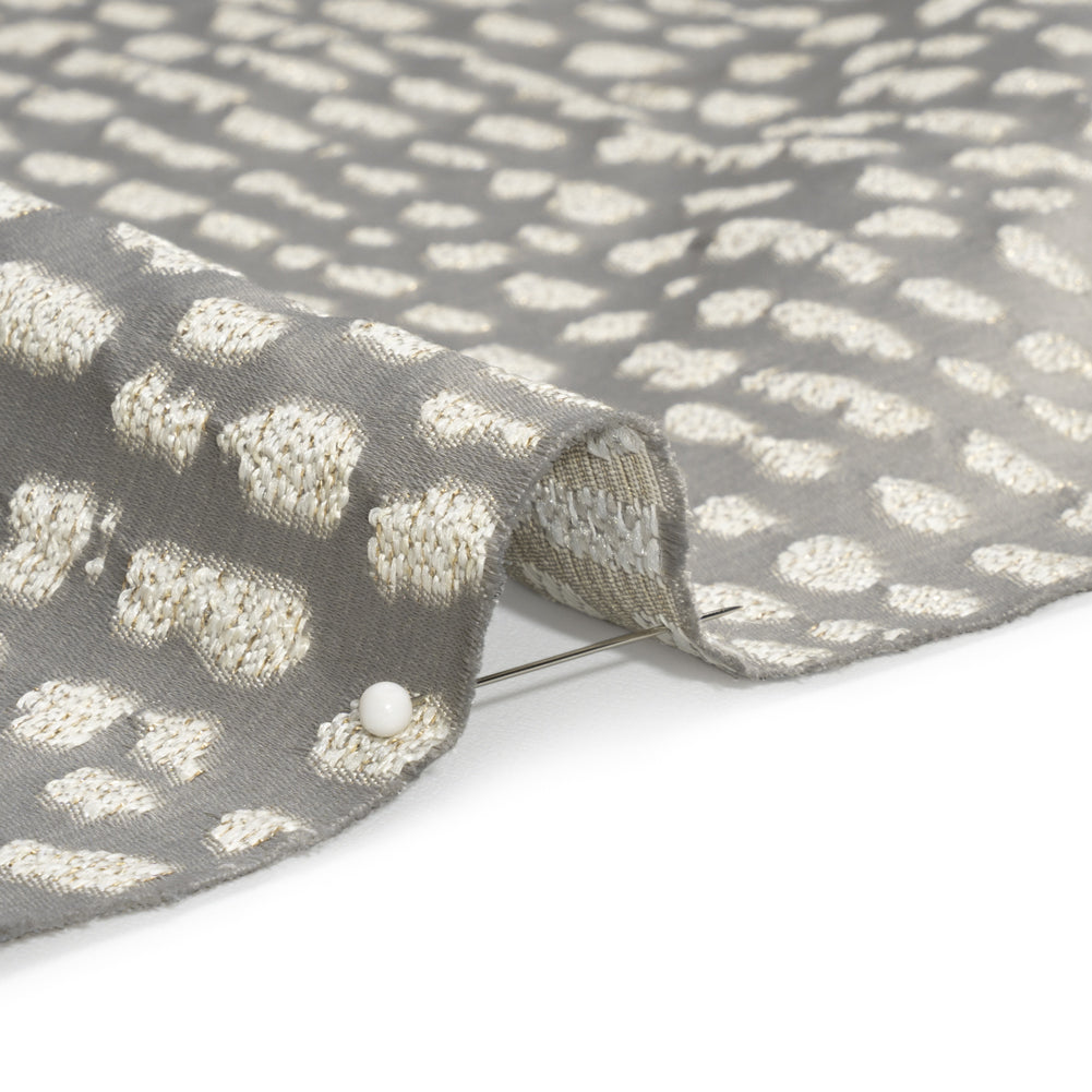 Metallic Drapery Jacquard - Dove Spotted Abstract - British Imported Detail