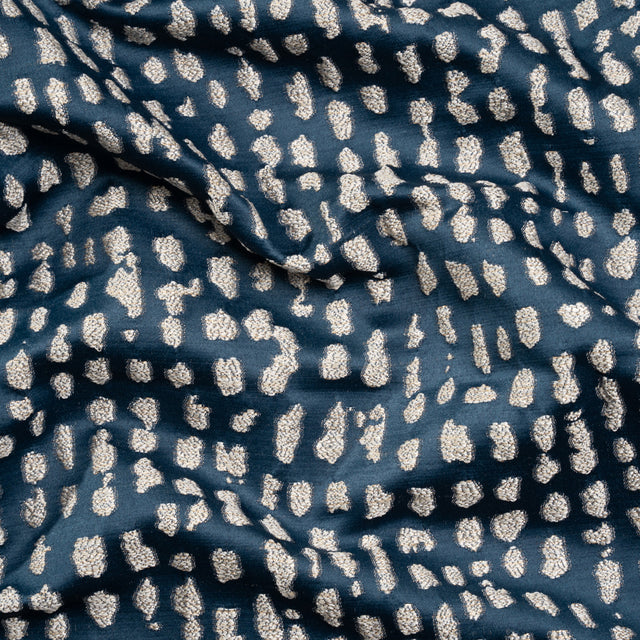 Metallic Drapery Jacquard - Ink Spotted Abstract - British Imported