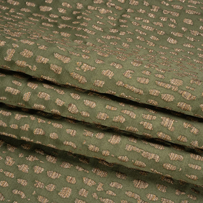 Metallic Drapery Jacquard - Olive Spotted Abstract - British Imported Folded