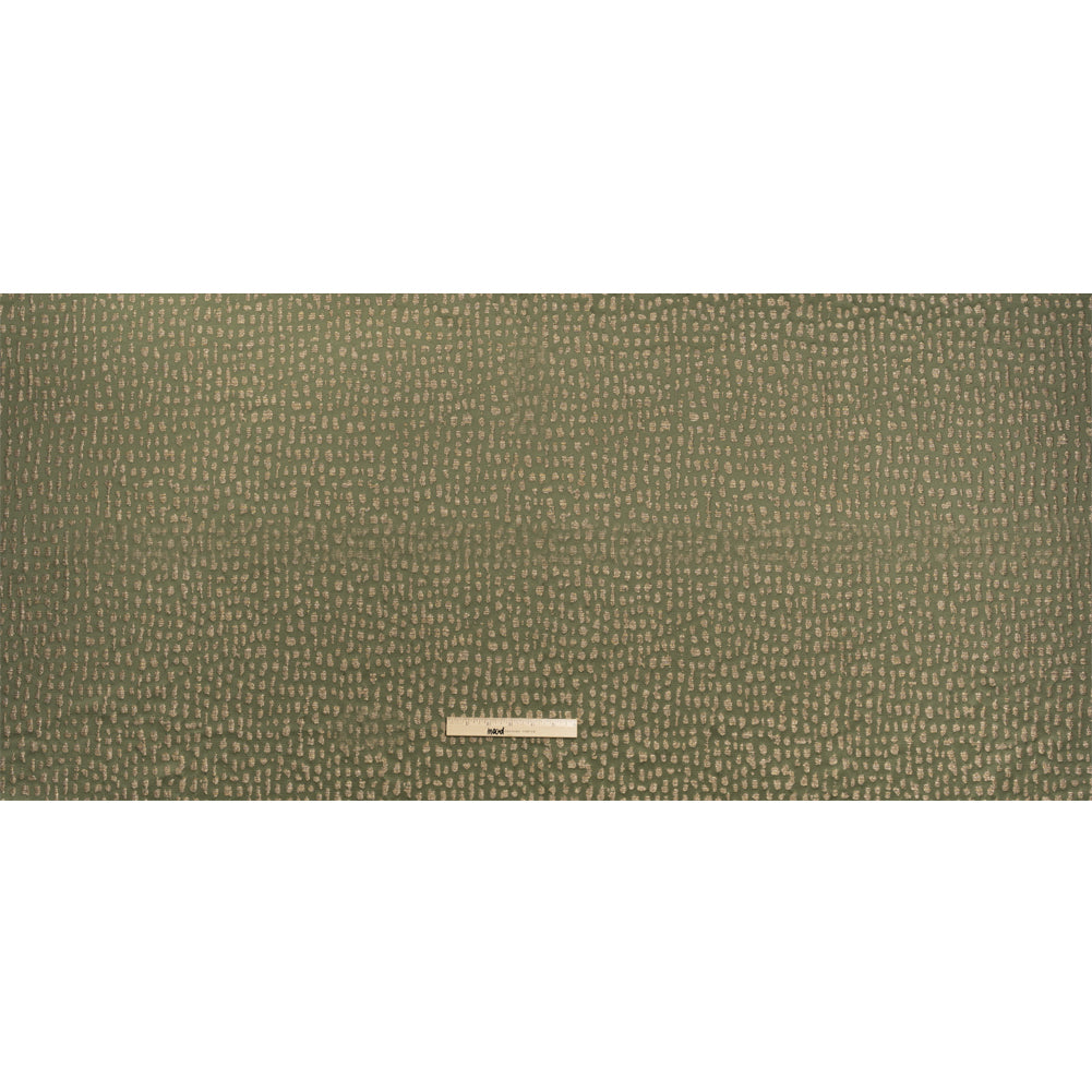 Metallic Drapery Jacquard - Olive Spotted Abstract - British Imported Full