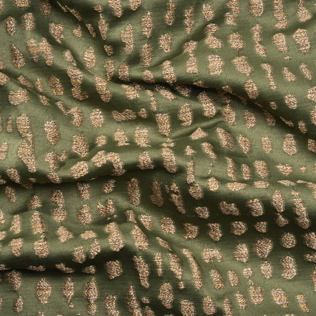 Metallic Drapery Jacquard - Olive Spotted Abstract - British Imported