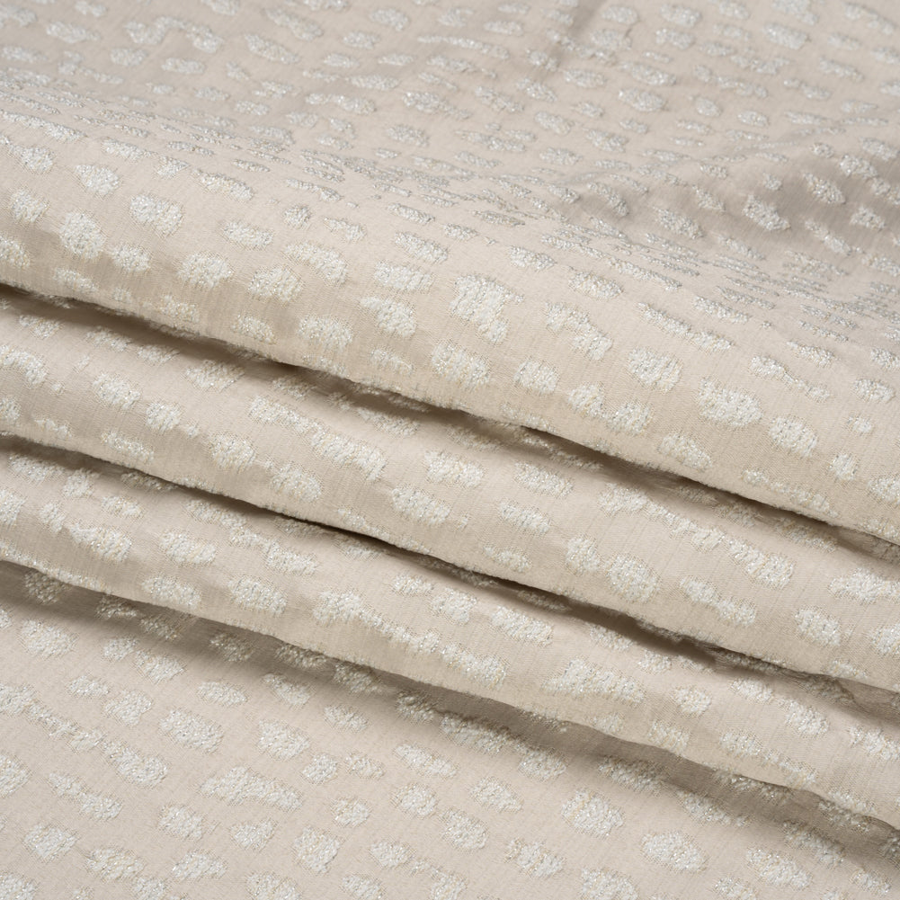 Metallic Drapery Jacquard - Porcelain Spotted Abstract - British Imported Folded