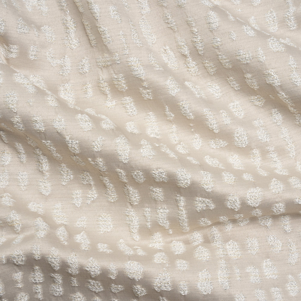 Metallic Drapery Jacquard - Porcelain Spotted Abstract - British Imported