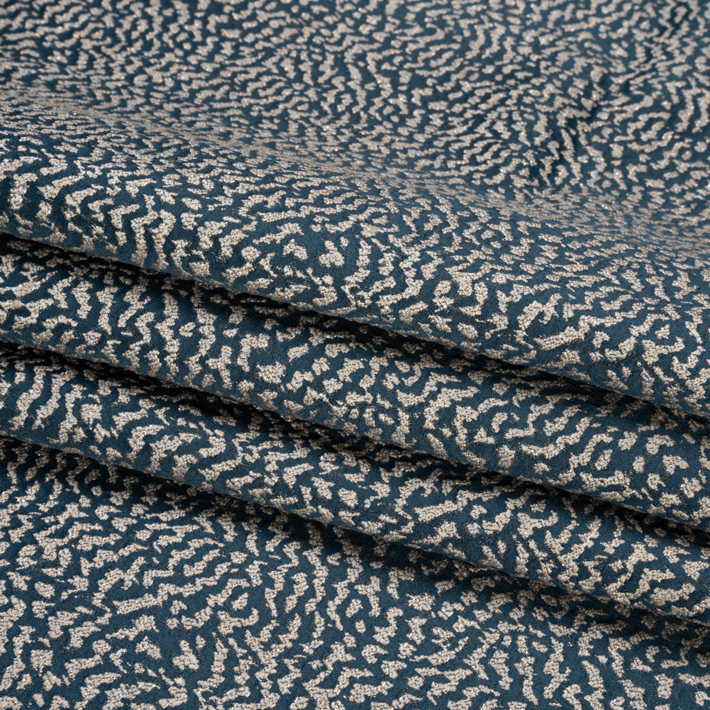 Metallic Drapery Jacquard - Ink Mottled - British Imported Folded