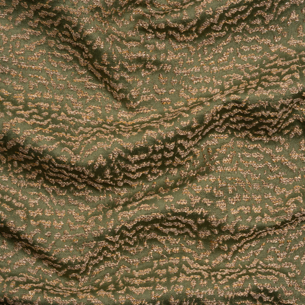 Metallic Drapery Jacquard - Olive Mottled - British Imported