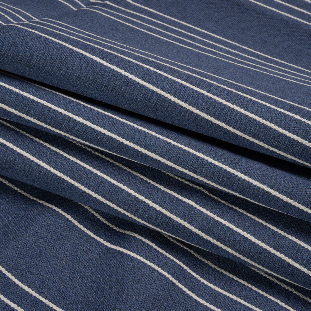 Soft Textured Recycled Polyester Drapery Woven - Indigo - British Imported Folded