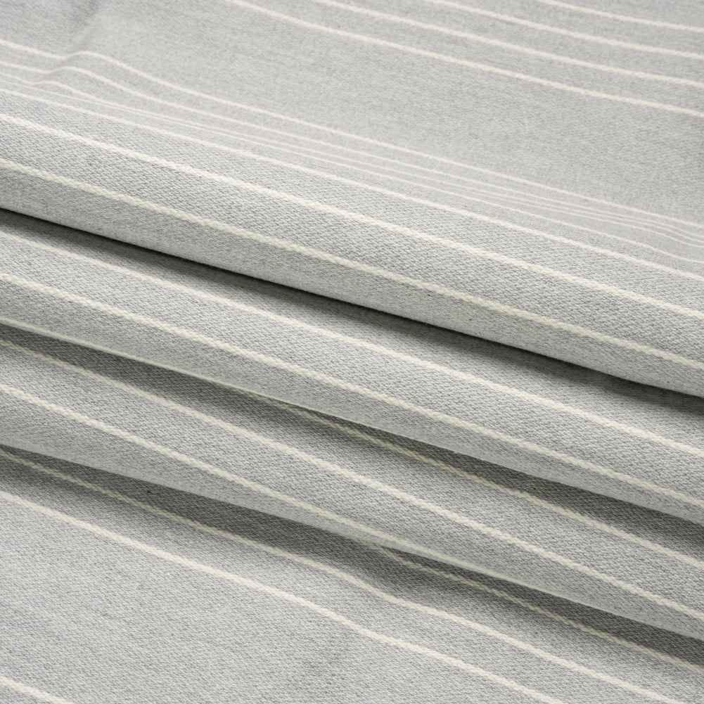 Soft Textured Recycled Polyester Drapery Woven - Stone - British Imported Folded