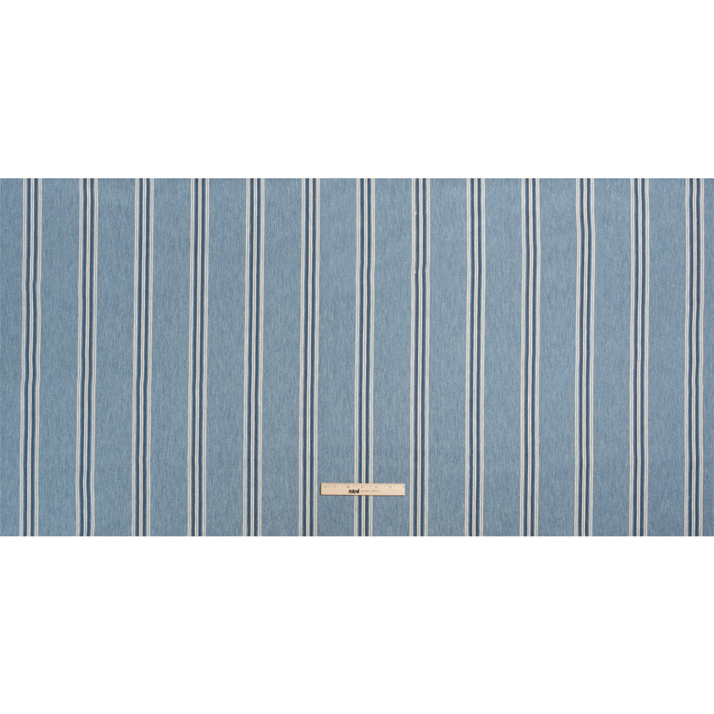 Cotton and Polyester Drapery Twill - Denim Striped - British Imported Full