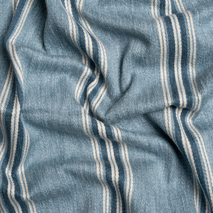Cotton and Polyester Drapery Twill - Denim Striped - British Imported