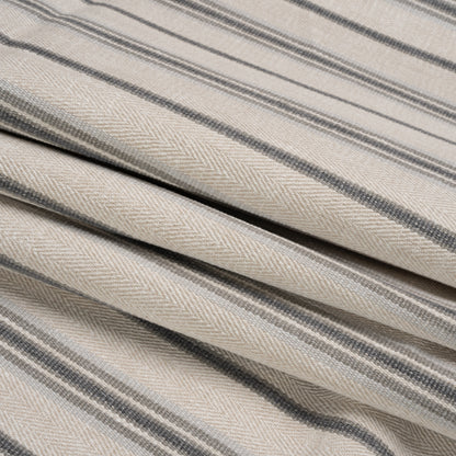 Polyester and Cotton Twill - Slate Herringbone Stripes - British Imported Folded