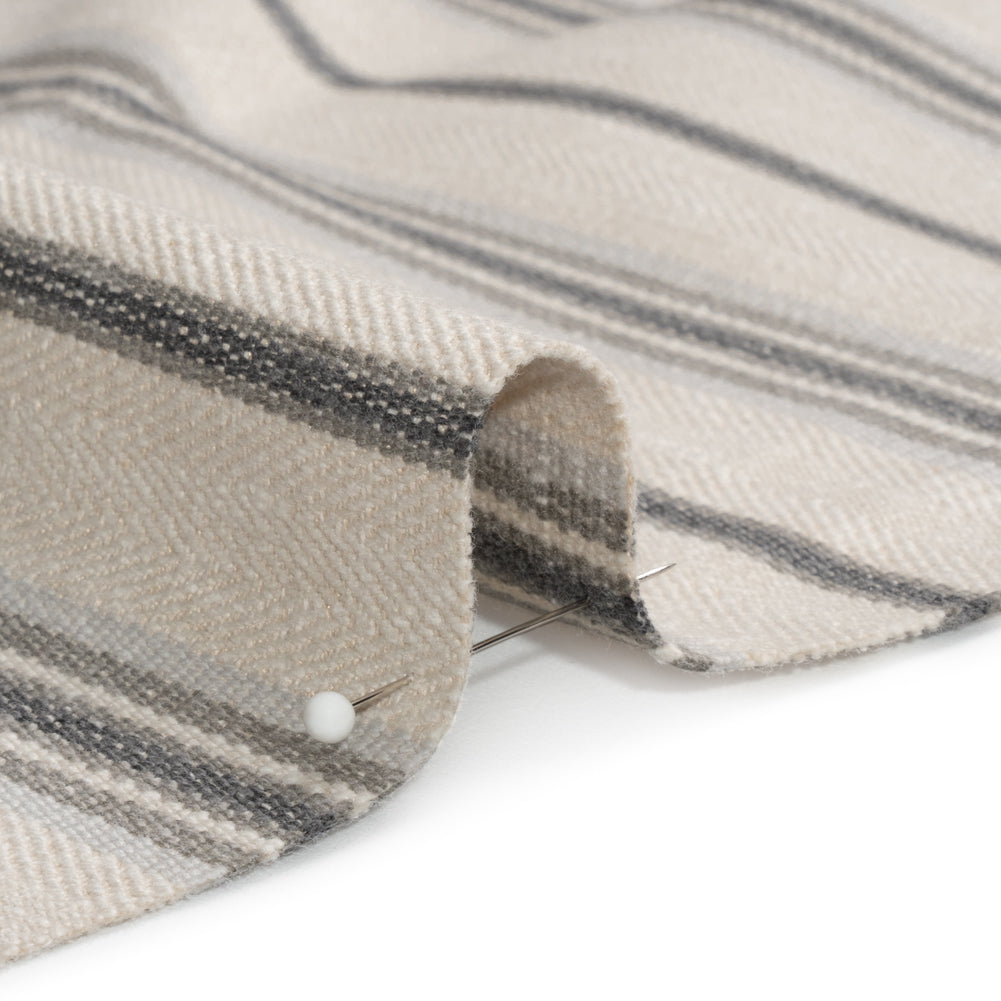 Polyester and Cotton Twill - Slate Herringbone Stripes - British Imported Detail