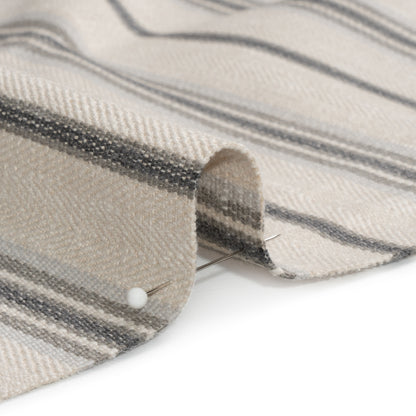 Polyester and Cotton Twill - Slate Herringbone Stripes - British Imported Detail