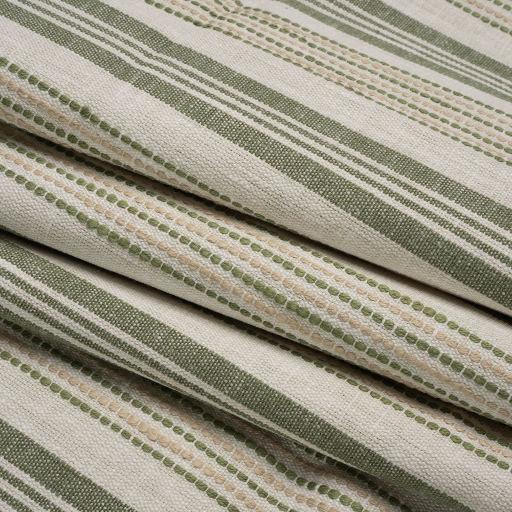 Cotton and Polyester Woven - Sage Tactile Stripes - British Imported Folded