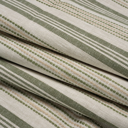 Cotton and Polyester Woven - Sage Tactile Stripes - British Imported Folded