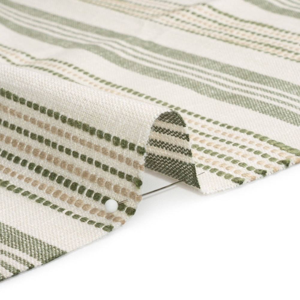 Cotton and Polyester Woven - Sage Tactile Stripes - British Imported Detail