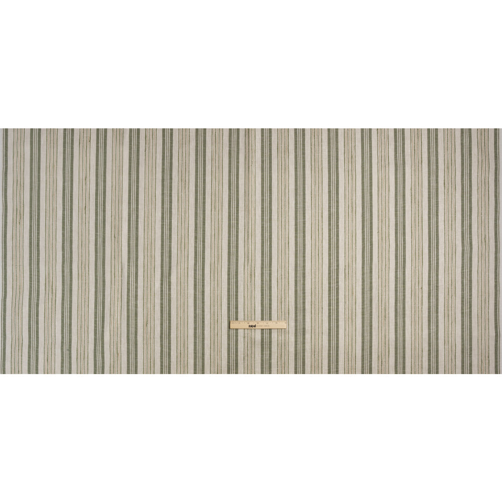 Cotton and Polyester Woven - Sage Tactile Stripes - British Imported Full