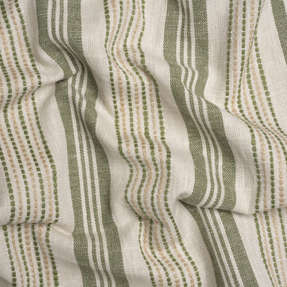 Cotton and Polyester Woven - Sage Tactile Stripes - British Imported